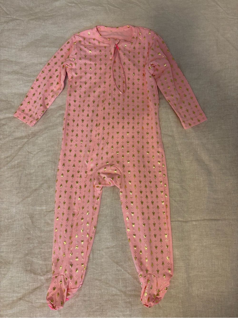 Egg by Susan Lazar Pink & Gold Metallic Footie Sleeper-9M